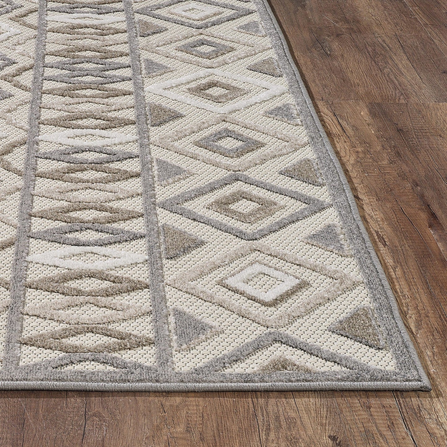 HomeRoots 2' x 4' Gray Ivory Aztec Pattern Indoor Outdoor Area Rug