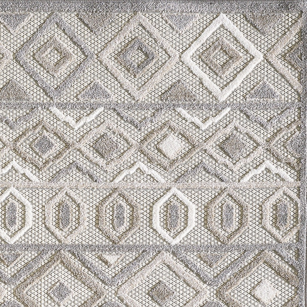 HomeRoots 2' x 4' Gray Ivory Aztec Pattern Indoor Outdoor Area Rug