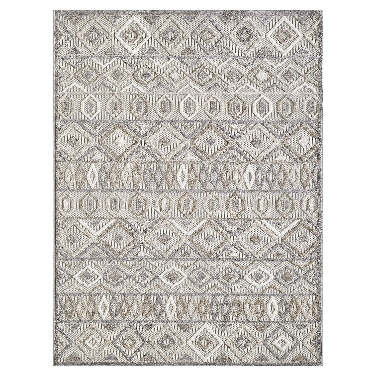 HomeRoots 2' x 4' Gray Ivory Aztec Pattern Indoor Outdoor Area Rug