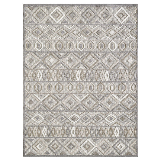 HomeRoots 2' x 4' Gray Ivory Aztec Pattern Indoor Outdoor Area Rug