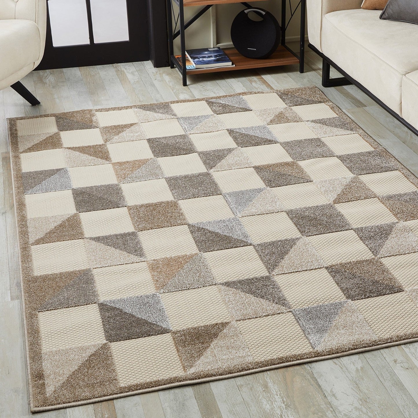 HomeRoots 2' x 4' Gray Triangle Indoor Outdoor Area Rug