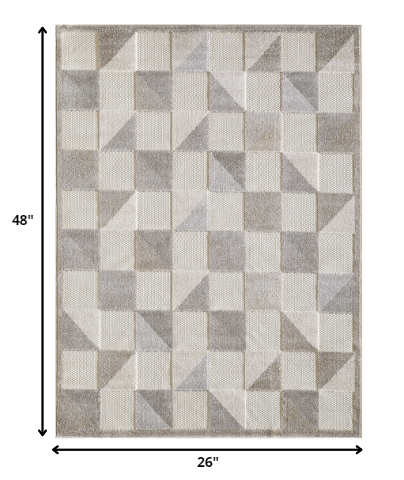 HomeRoots 2' x 4' Gray Triangle Indoor Outdoor Area Rug