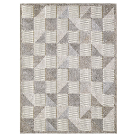 HomeRoots 2' x 4' Gray Triangle Indoor Outdoor Area Rug