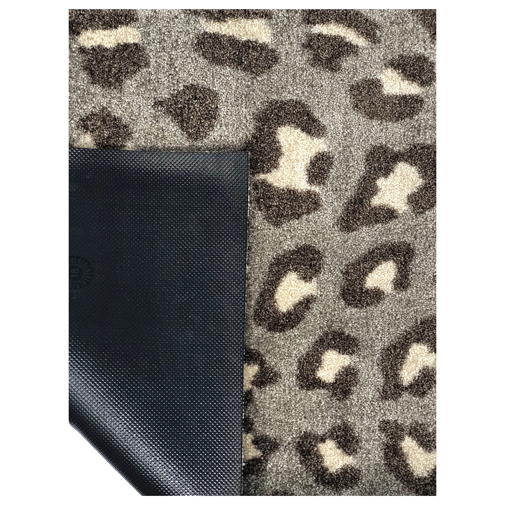 HomeRoots 2' x 4' Gray and Brown Cheetah Washable Floor Mat
