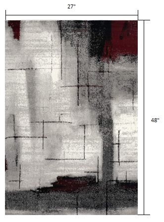 HomeRoots 2' x 4' Gray and Burgundy Abstract Area Rug