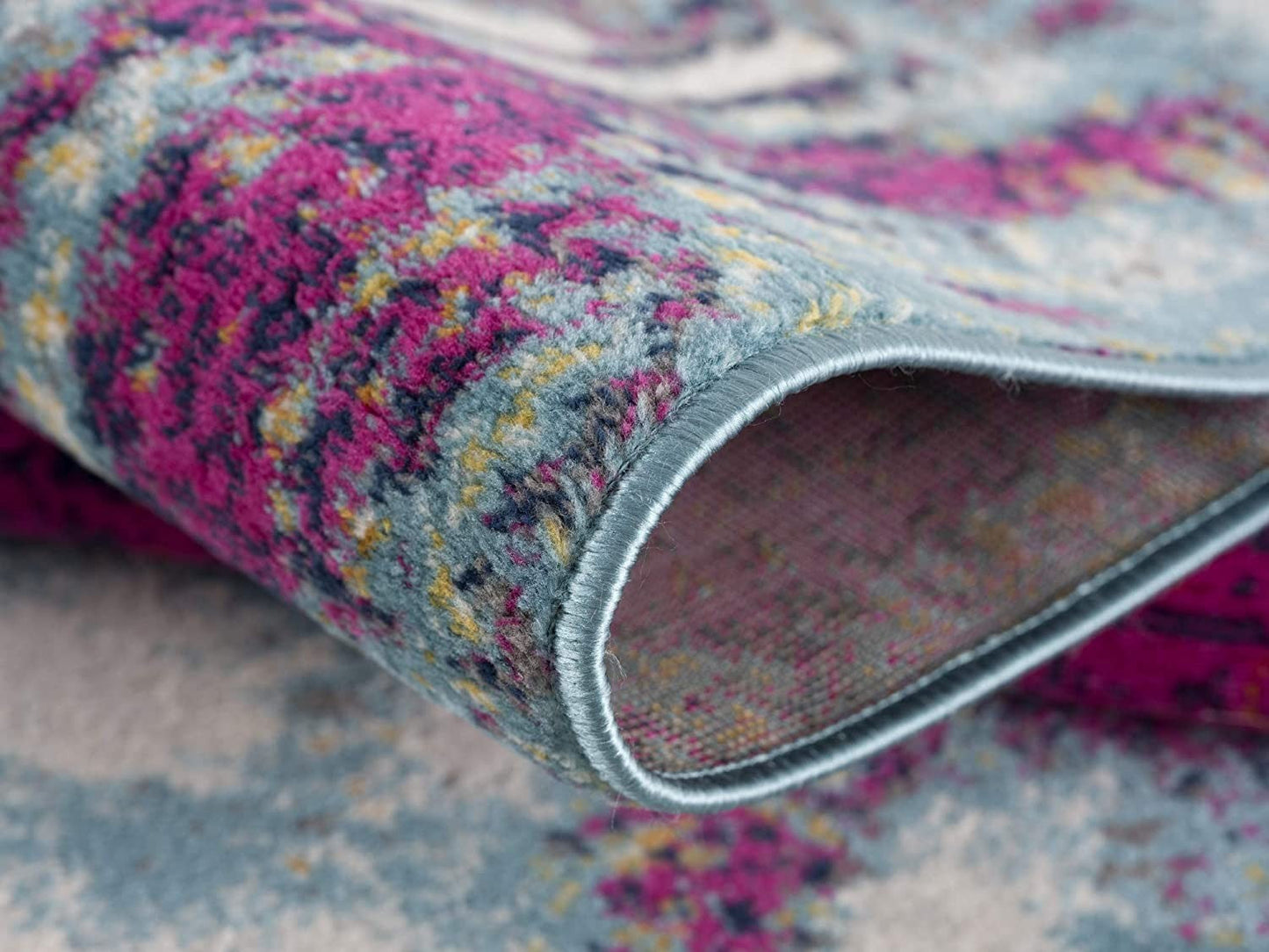 HomeRoots 2' x 4' Gray and Magenta Abstract Area Rug