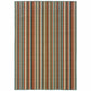 HomeRoots 2' x 4' Green and Brown Striped Indoor Outdoor Scatter Rug