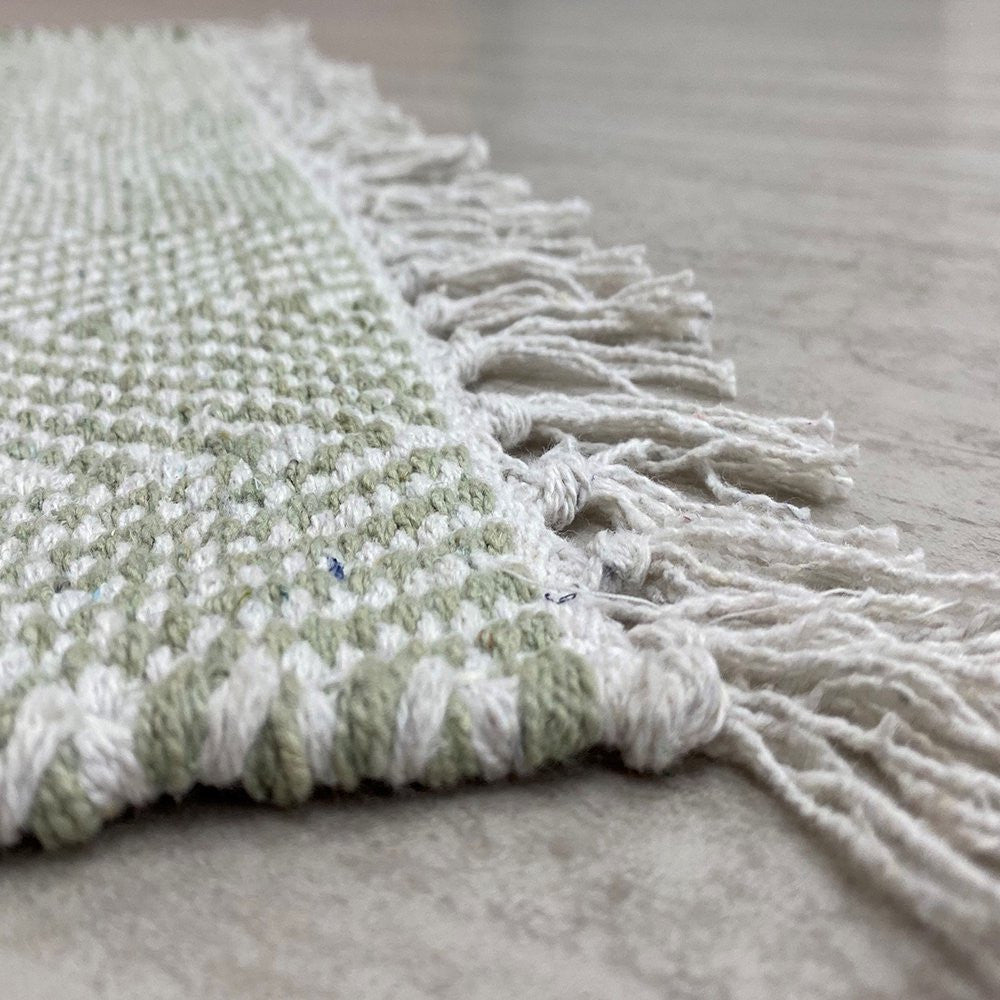 HomeRoots 2' x 4' Green and White Chevron Striped Area Rug