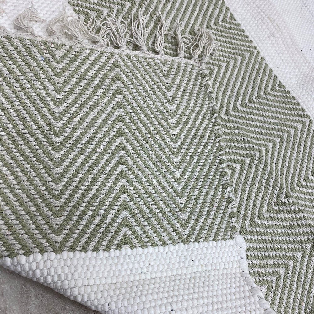 HomeRoots 2' x 4' Green and White Chevron Striped Area Rug
