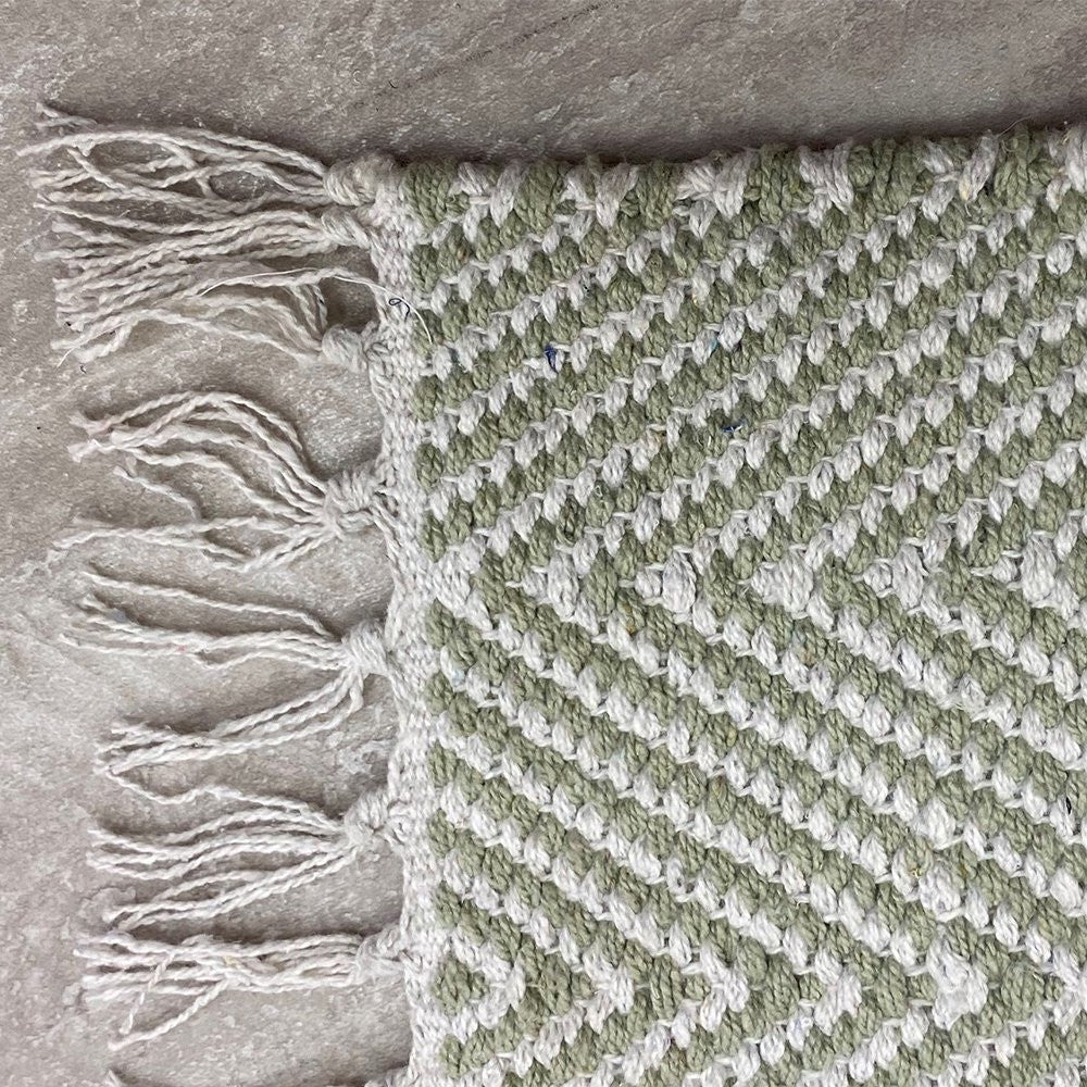 HomeRoots 2' x 4' Green and White Chevron Striped Area Rug