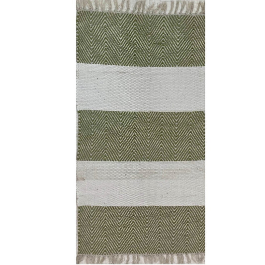 HomeRoots 2' x 4' Green and White Chevron Striped Area Rug