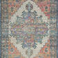 HomeRoots 2' x 4' Hand Woven Diamond Medallion Indoor Accent Rug With Blue and Rust Orange Finish