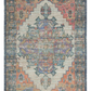 HomeRoots 2' x 4' Hand Woven Diamond Medallion Indoor Accent Rug With Blue and Rust Orange Finish