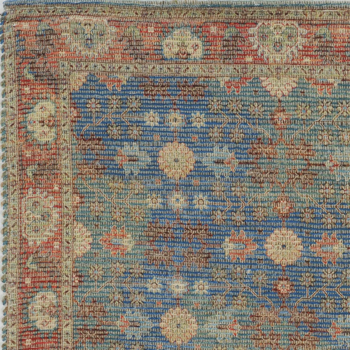 HomeRoots 2" x 4" Hand Woven Floral Traditional Indoor Accent Rug With Blue and Red Finish
