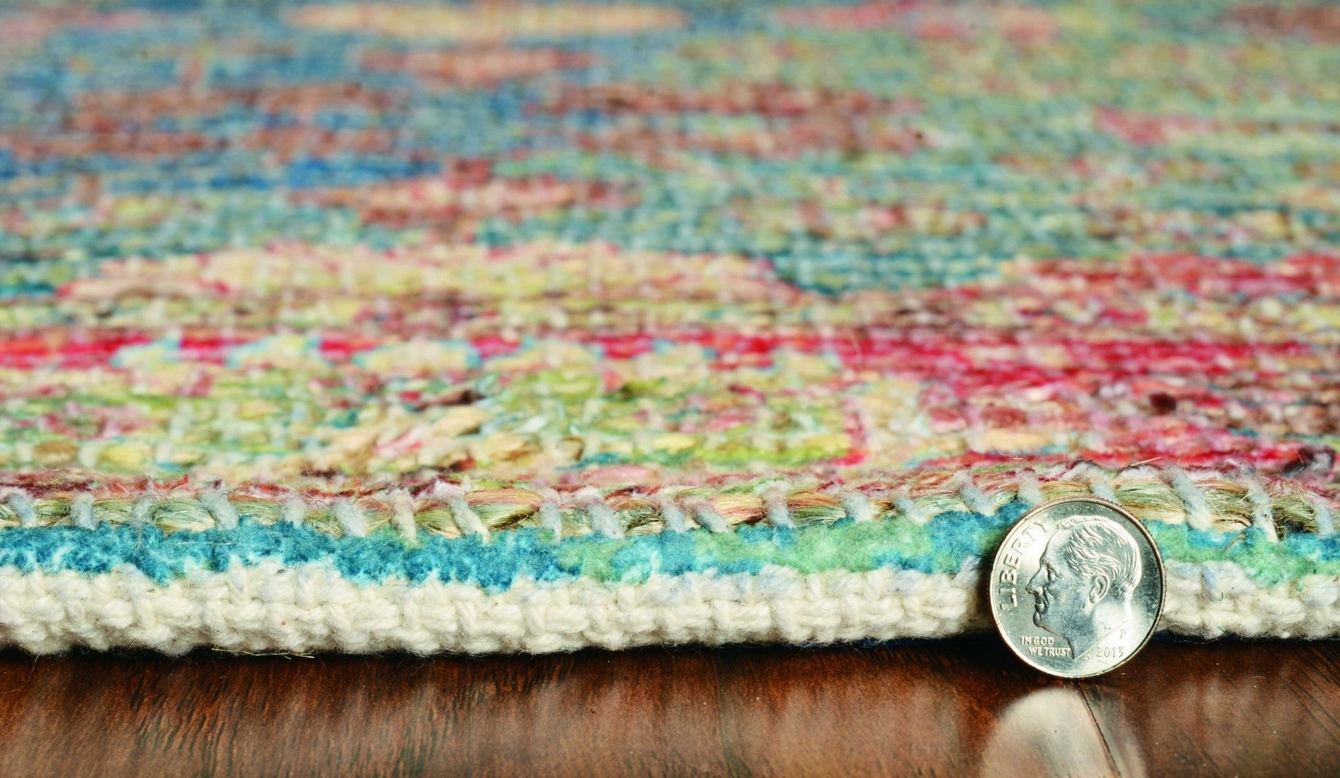 HomeRoots 2" x 4" Hand Woven Floral Traditional Indoor Accent Rug With Blue and Red Finish
