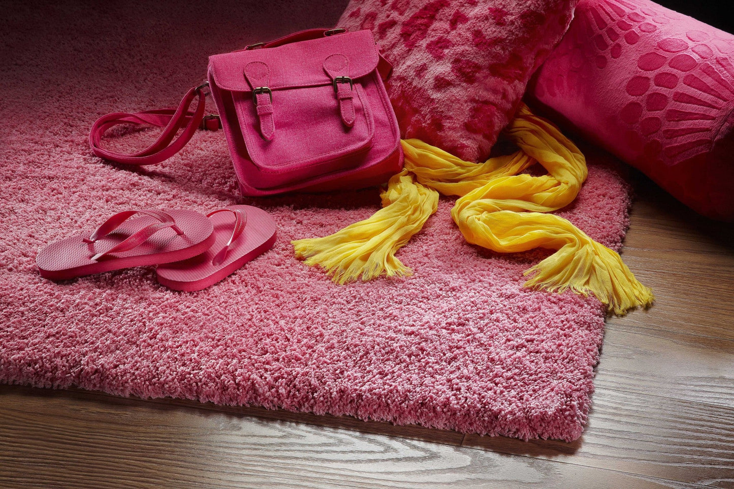 HomeRoots 2' x 4' Hot Pink Indoor Shag Rug