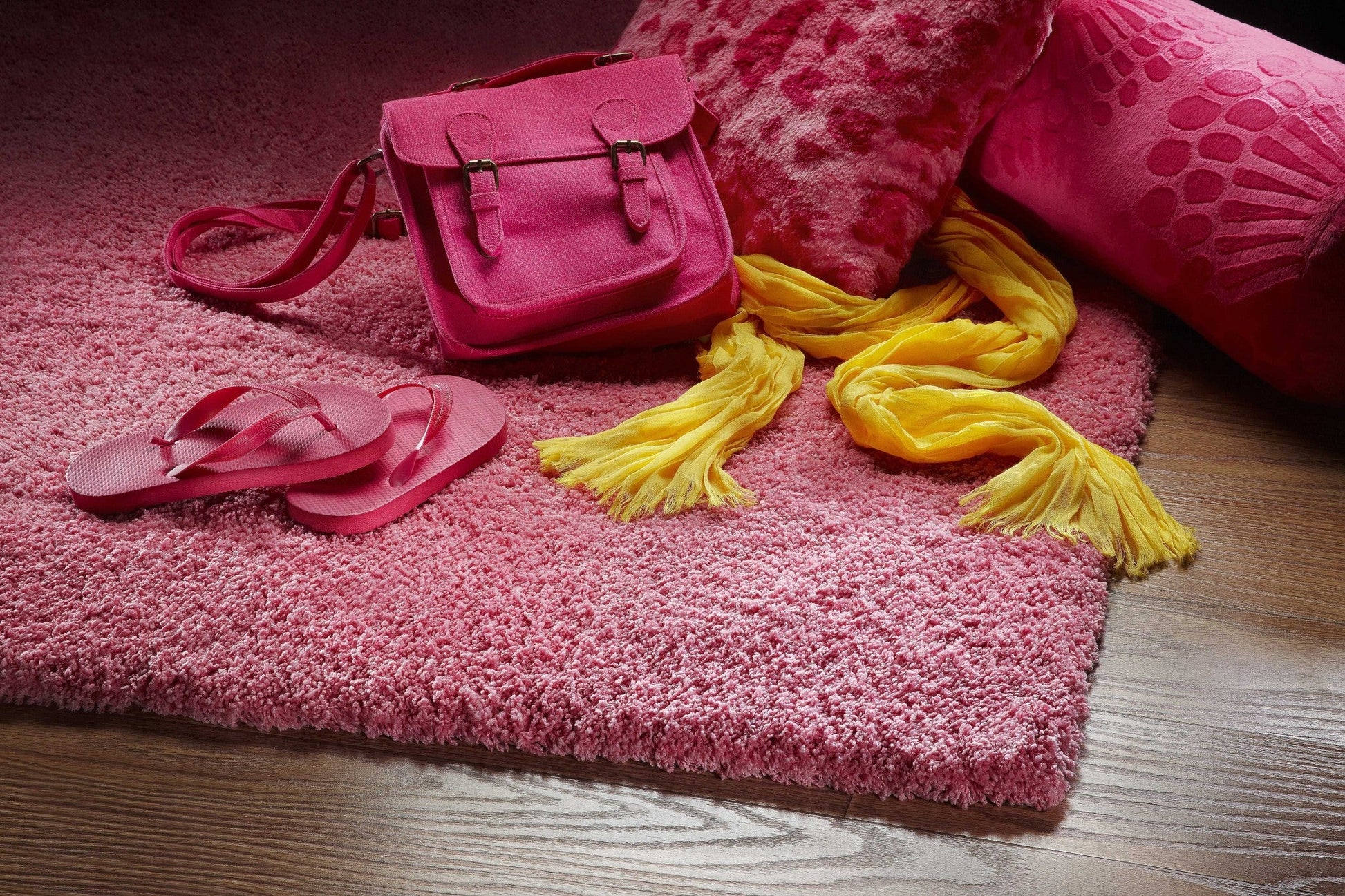 HomeRoots 2' x 4' Hot Pink Indoor Shag Rug