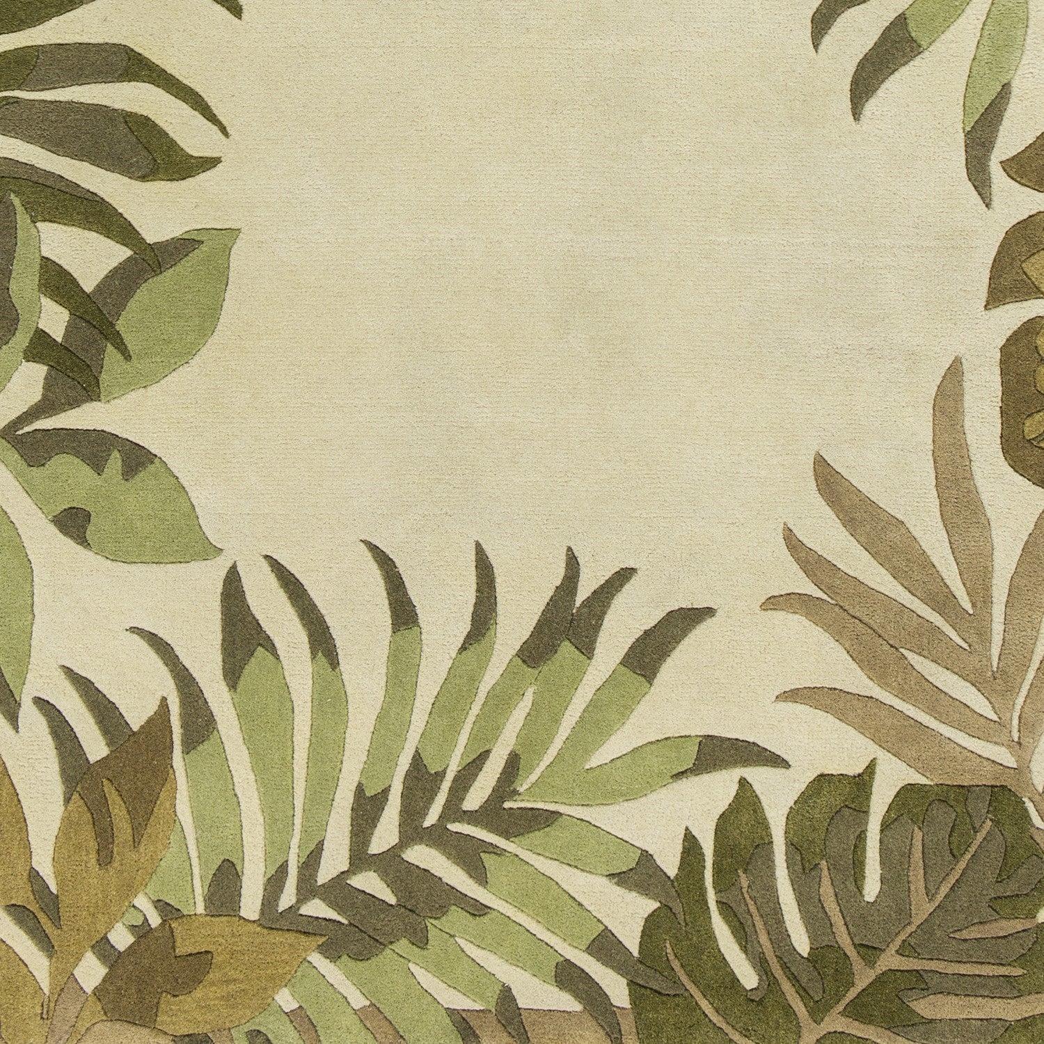 HomeRoots 2' x 4' Ivory Leaves Bordered Wool Area Rug