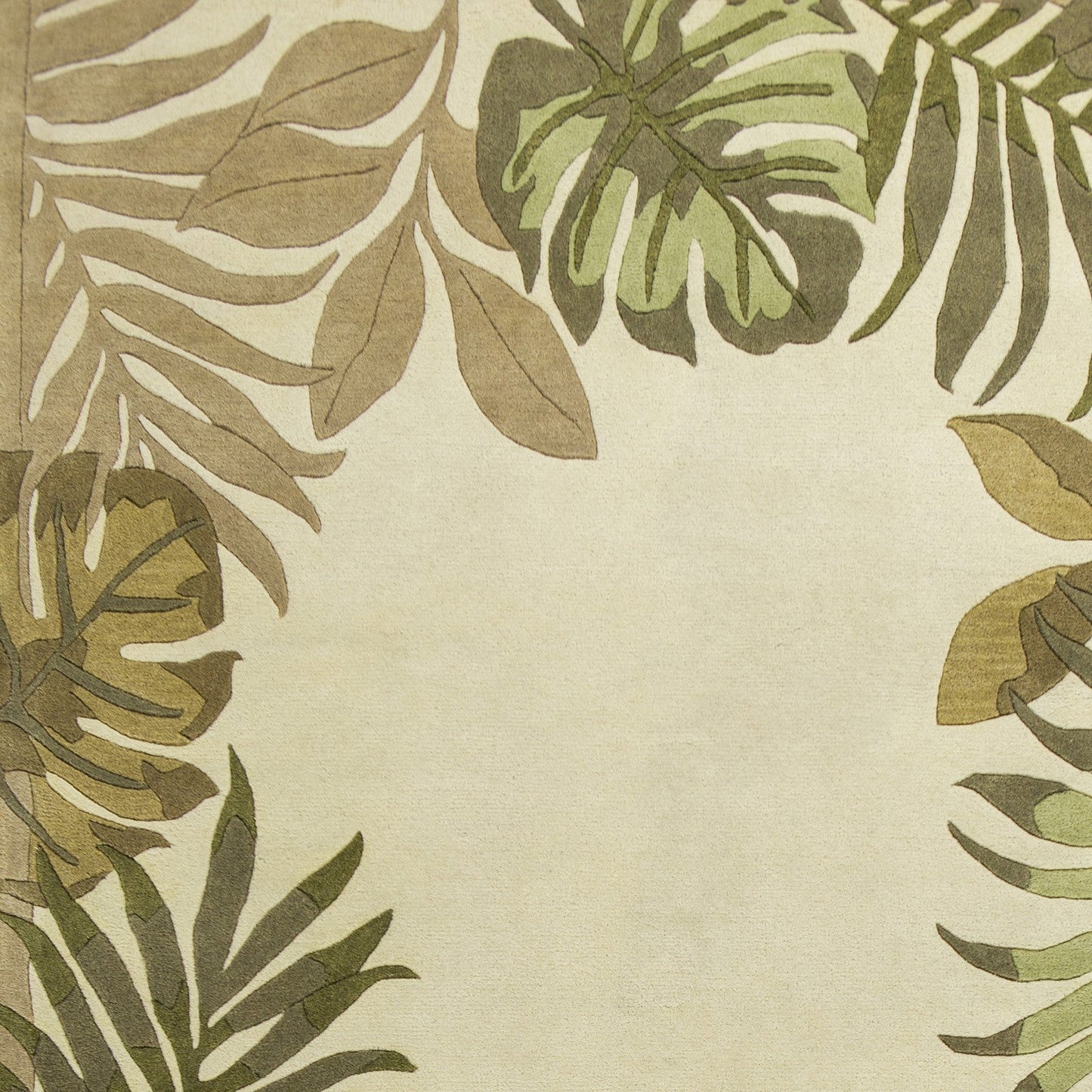 HomeRoots 2' x 4' Ivory Leaves Bordered Wool Area Rug