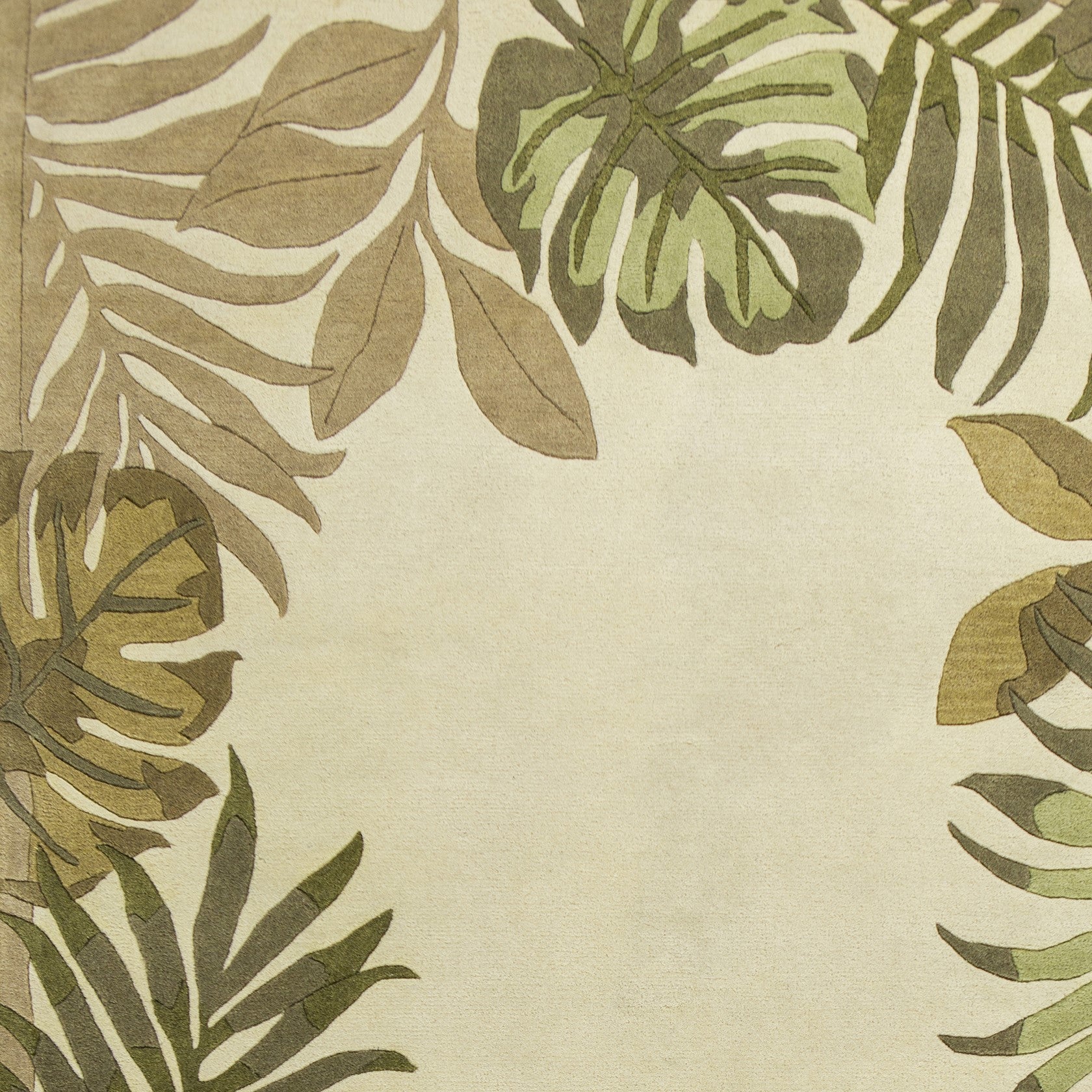 HomeRoots 2' x 4' Ivory Leaves Bordered Wool Area Rug