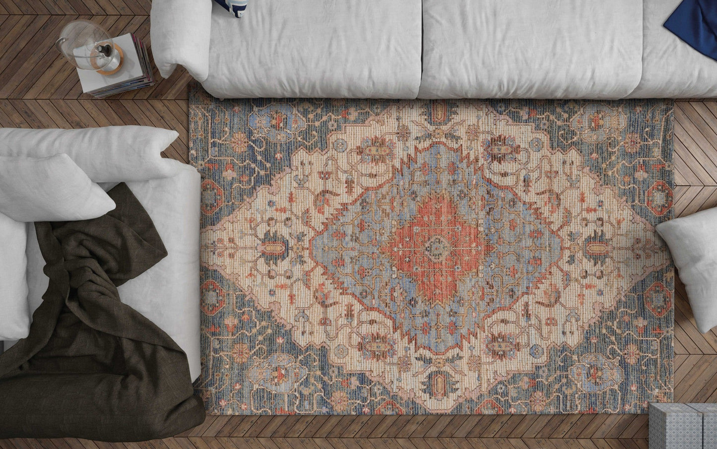 HomeRoots 2" x 4" Jute Blue or Red Area Rug