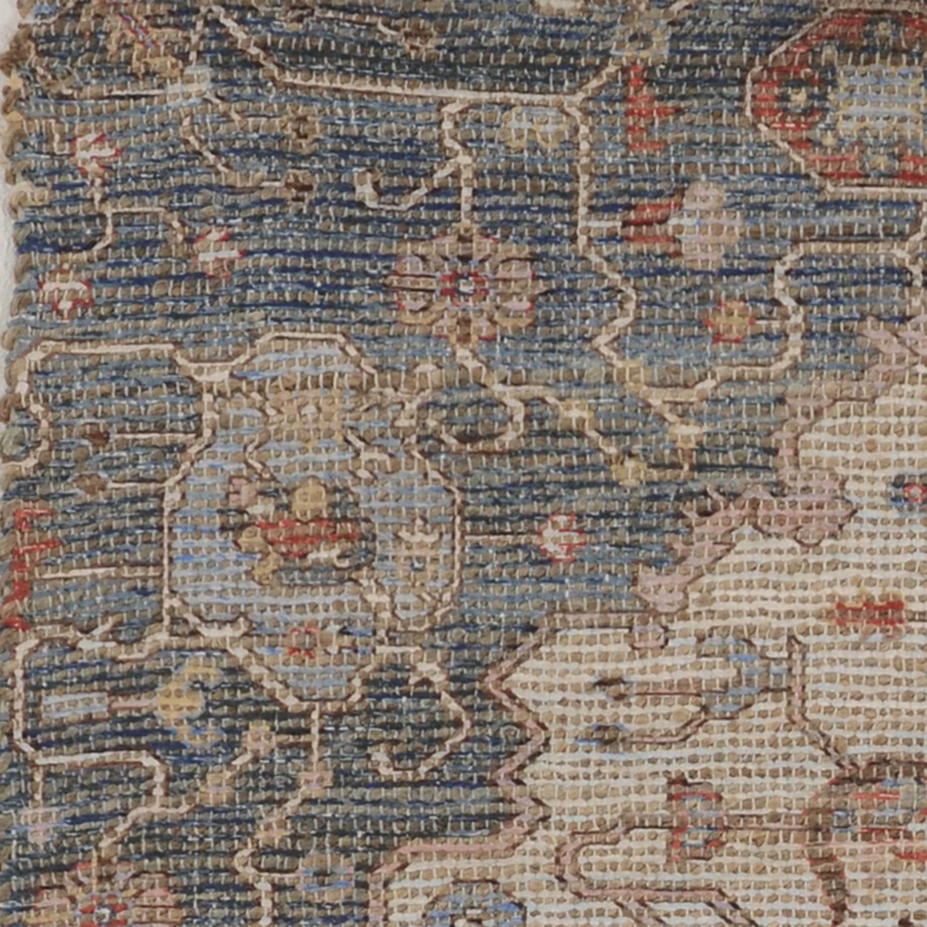 HomeRoots 2" x 4" Jute Blue or Red Area Rug