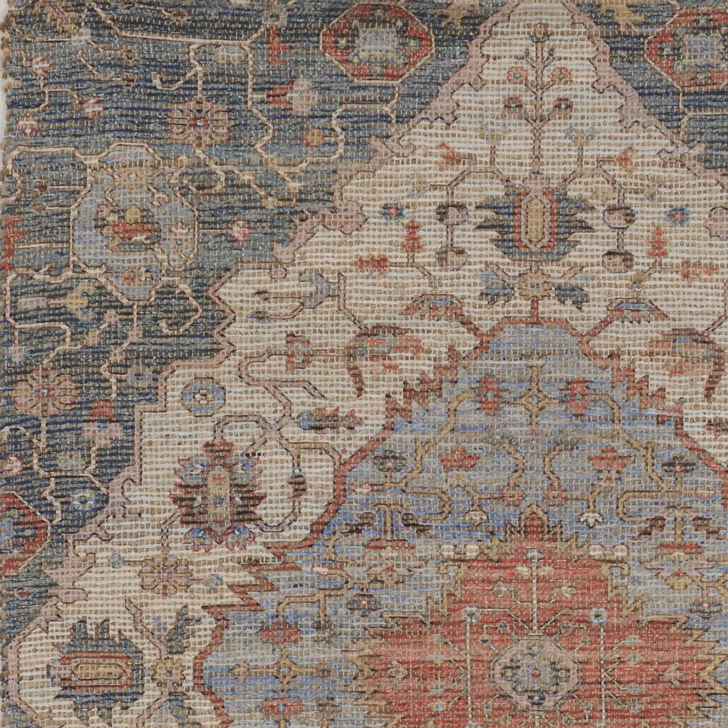 HomeRoots 2" x 4" Jute Blue or Red Area Rug