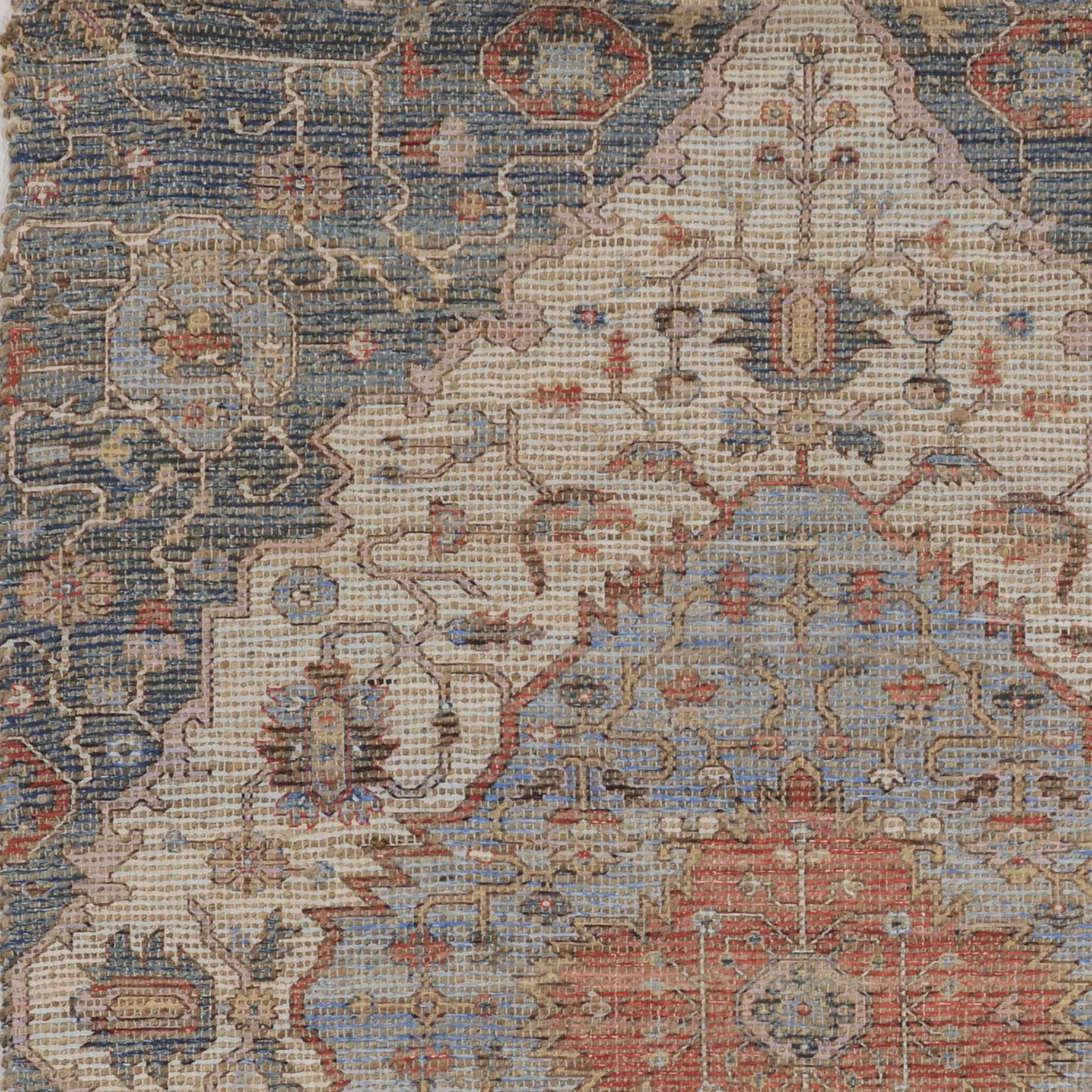 HomeRoots 2" x 4" Jute Blue or Red Area Rug