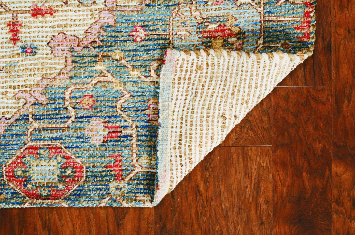 HomeRoots 2" x 4" Jute Blue or Red Area Rug