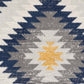 HomeRoots 2’ x 4’ Kilim Pattern Area Rug in Blue and Gray Finish