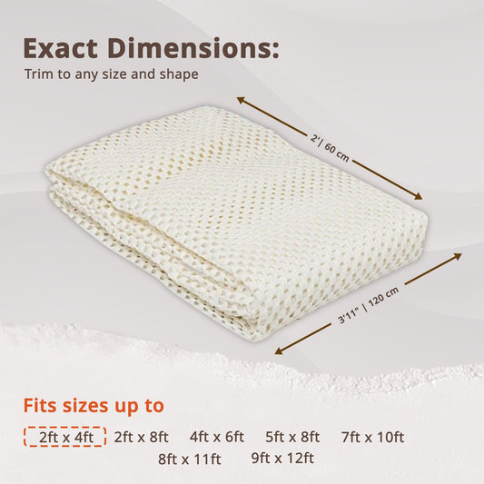 HomeRoots 2' x 4' King's Premium Non Slip Rug Pad in Ivory Finish