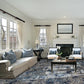 HomeRoots 2' x 4' Machine Woven Damask Indoor Accent Rug With Slate Blue Finish