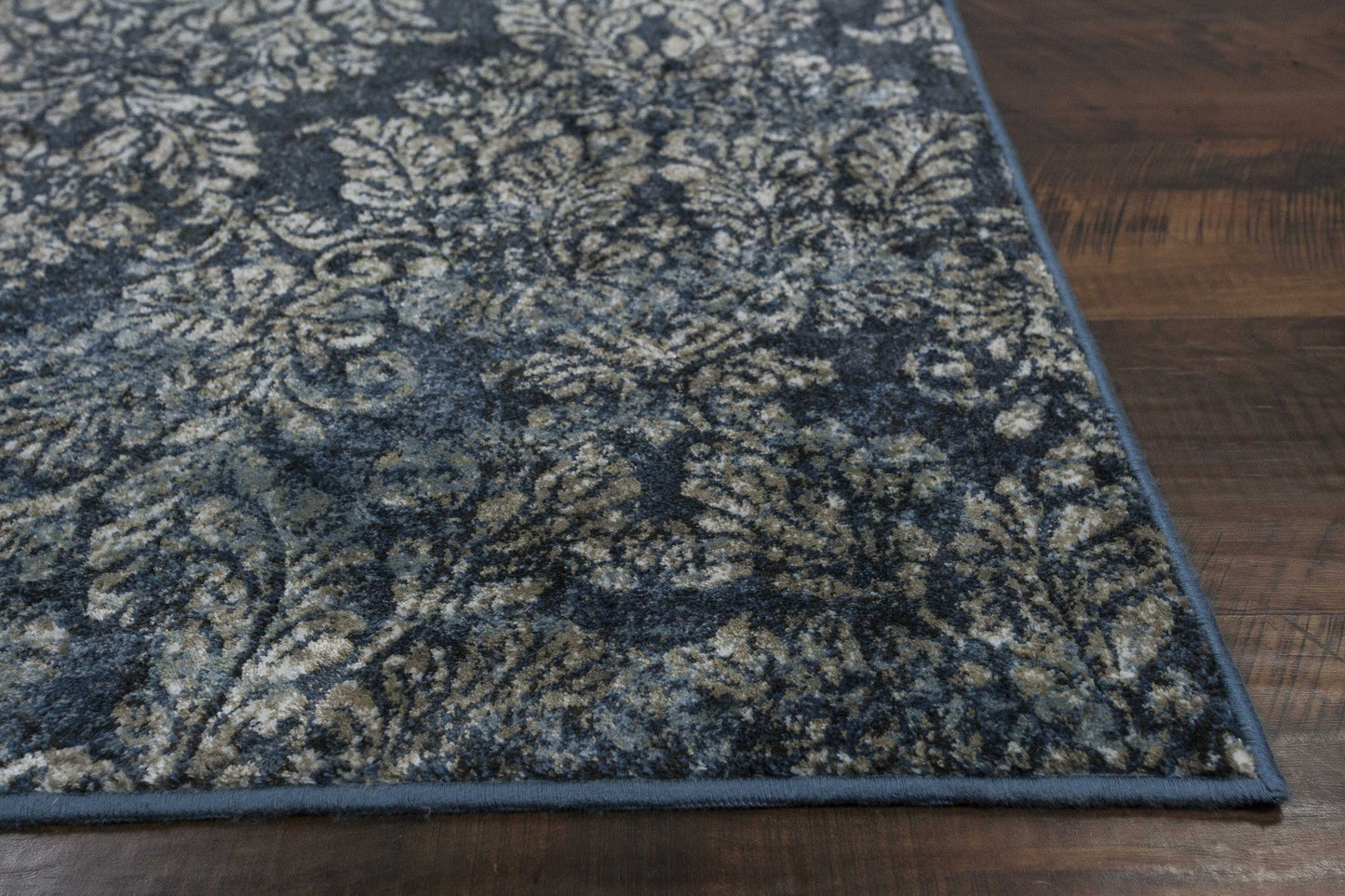 HomeRoots 2' x 4' Machine Woven Damask Indoor Accent Rug With Slate Blue Finish