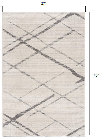 HomeRoots 2’ x 4’ Modern Abstract Pattern Area Rug in Gray Finish