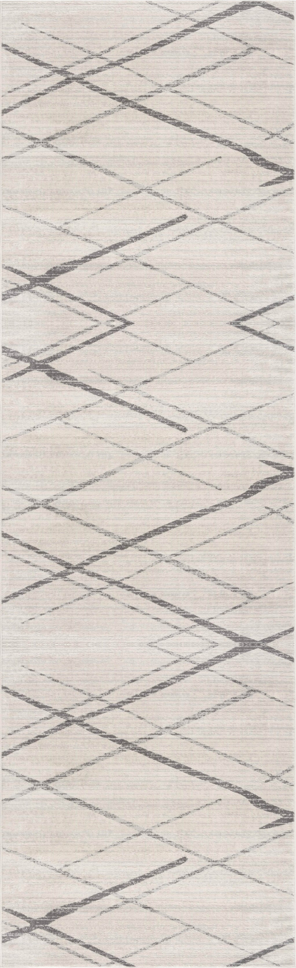 HomeRoots 2’ x 4’ Modern Abstract Pattern Area Rug in Gray Finish