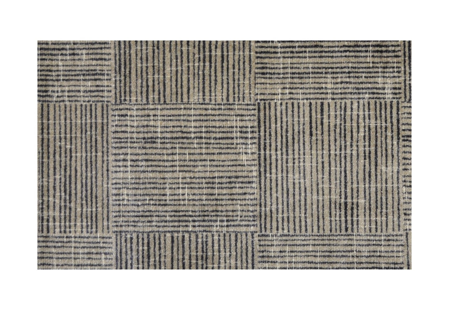 HomeRoots 2' x 4' Modern Geo Lines in Squares Washable Floor Mat
