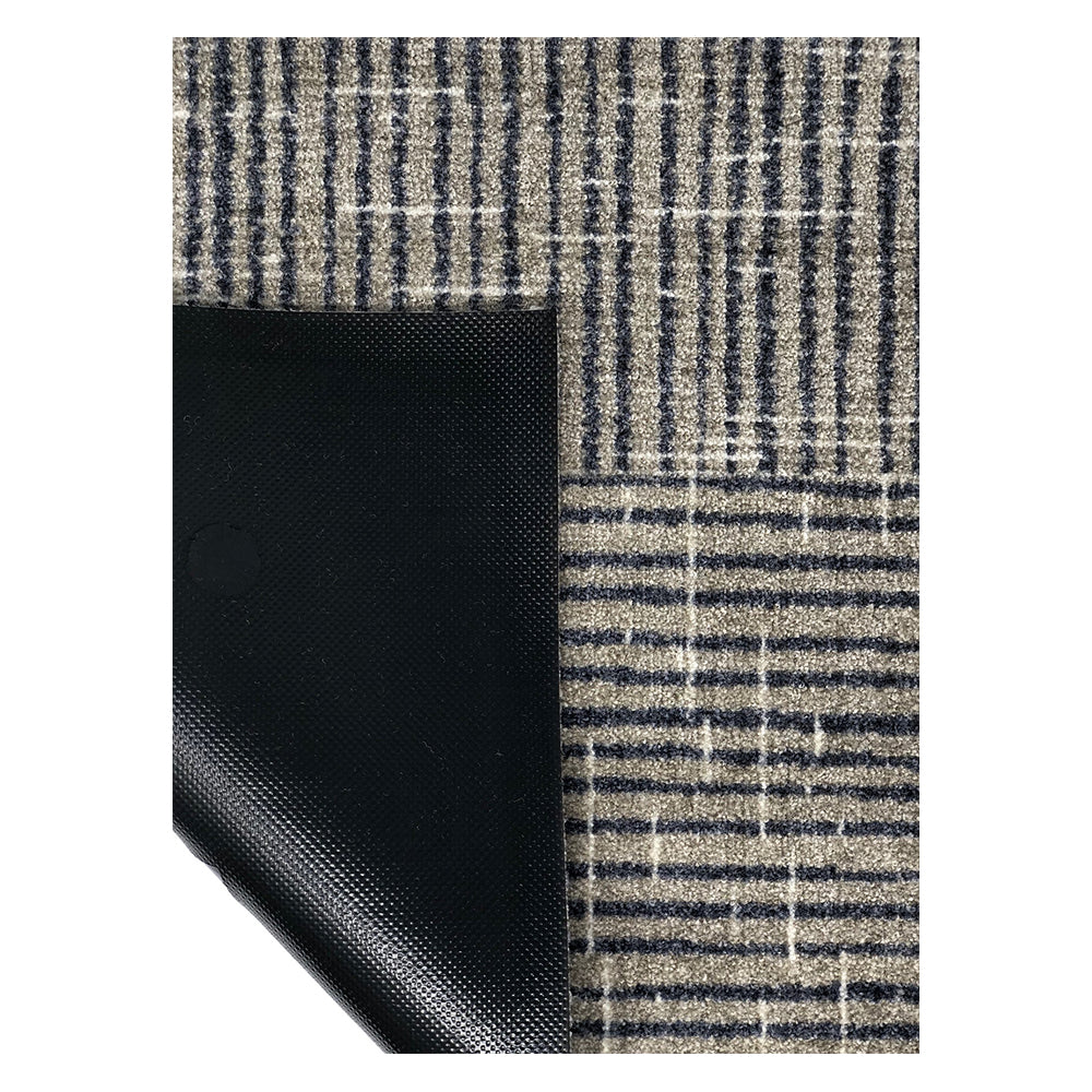 HomeRoots 2' x 4' Modern Geo Lines in Squares Washable Floor Mat
