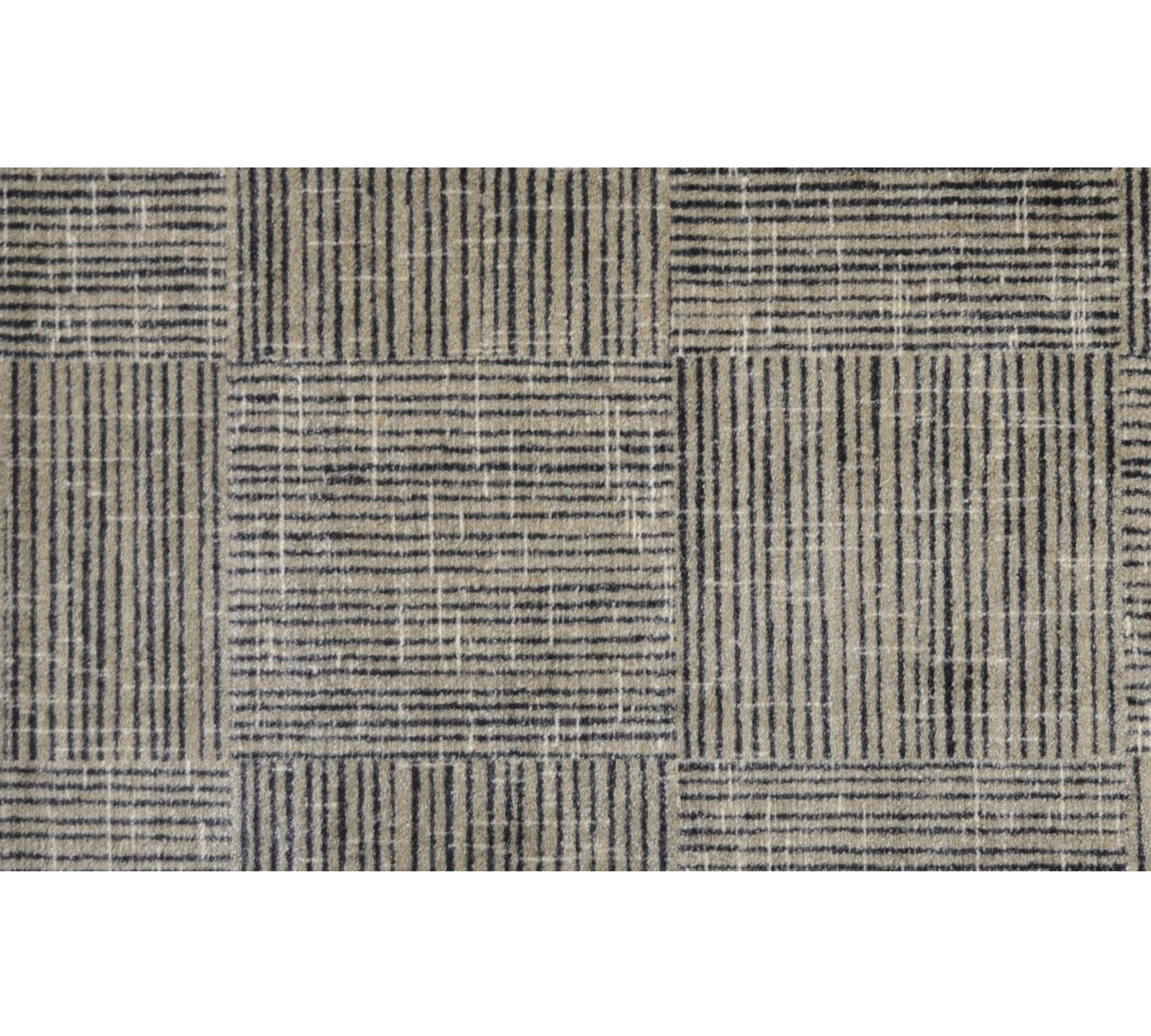 HomeRoots 2' x 4' Modern Geo Lines in Squares Washable Floor Mat