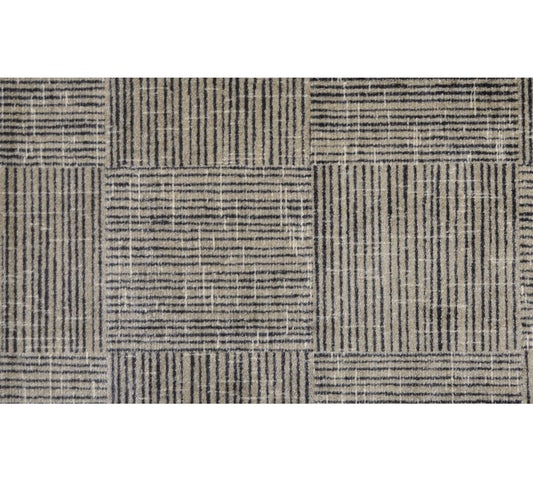 HomeRoots 2' x 4' Modern Geo Lines in Squares Washable Floor Mat