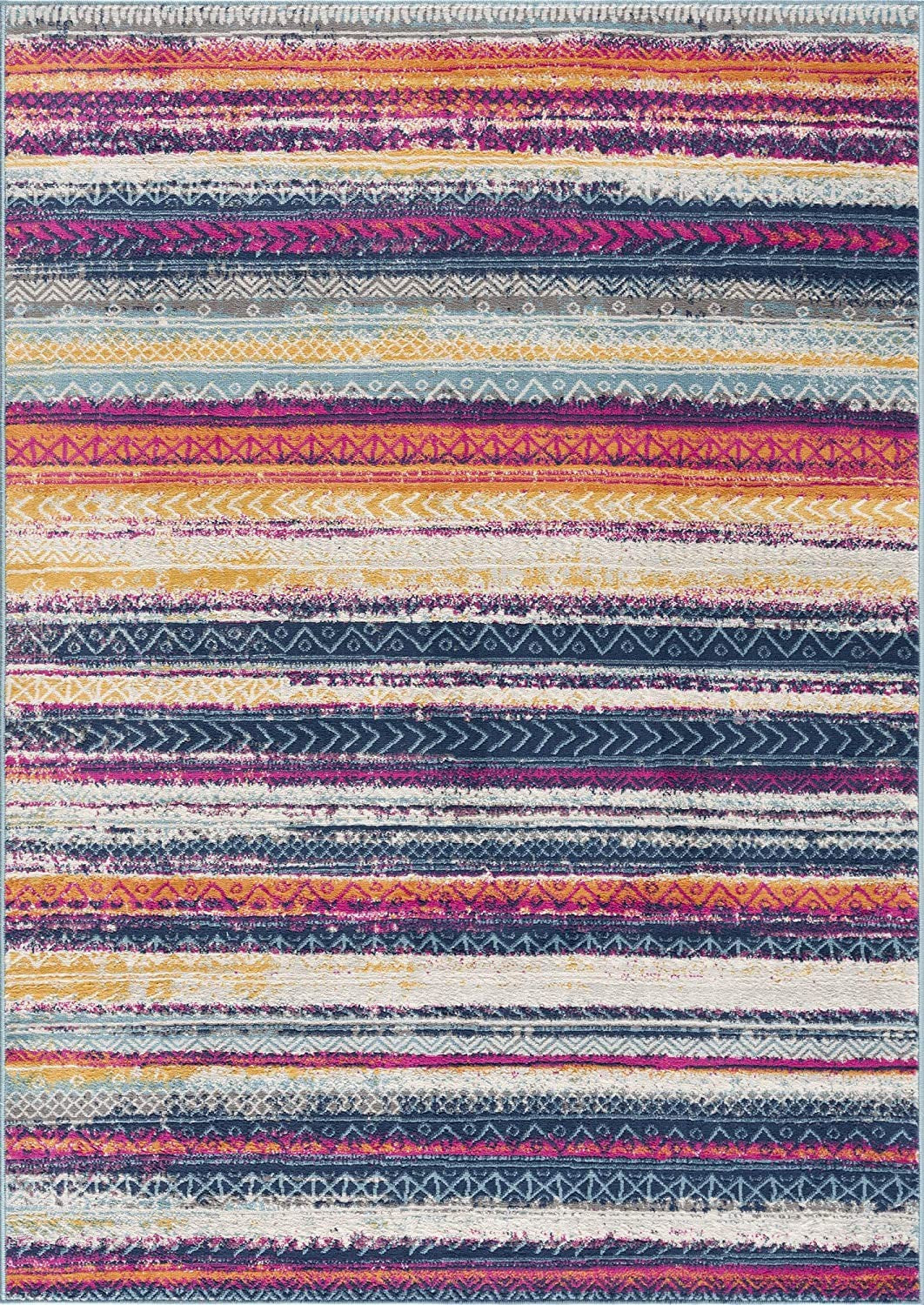 HomeRoots 2' x 4' Multicolor Irregular Striped Area Rug