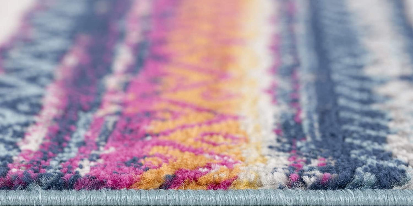 HomeRoots 2' x 4' Multicolor Irregular Striped Area Rug