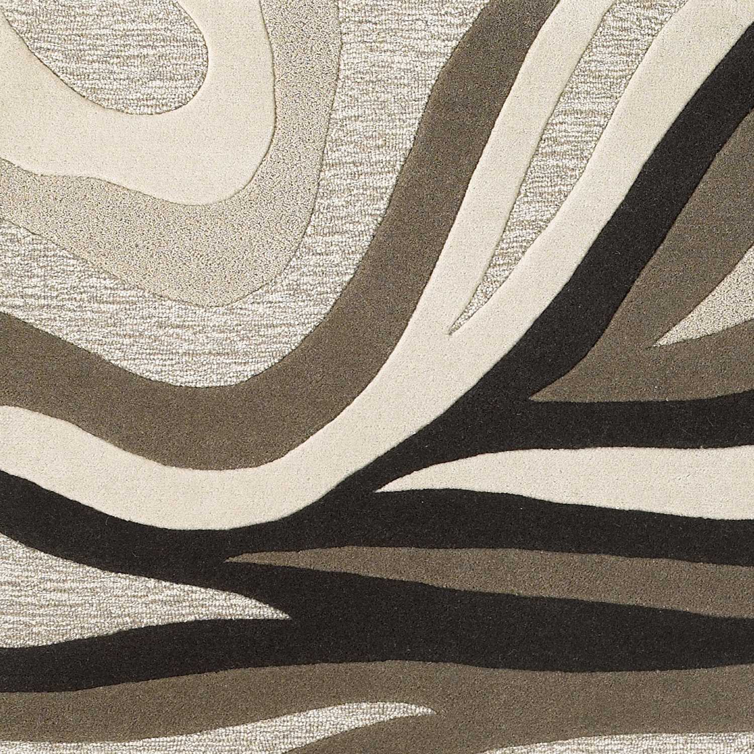 HomeRoots 2 x 4' Natural Beige Hand Tufted Abstract Waves Indoor Accent Rug