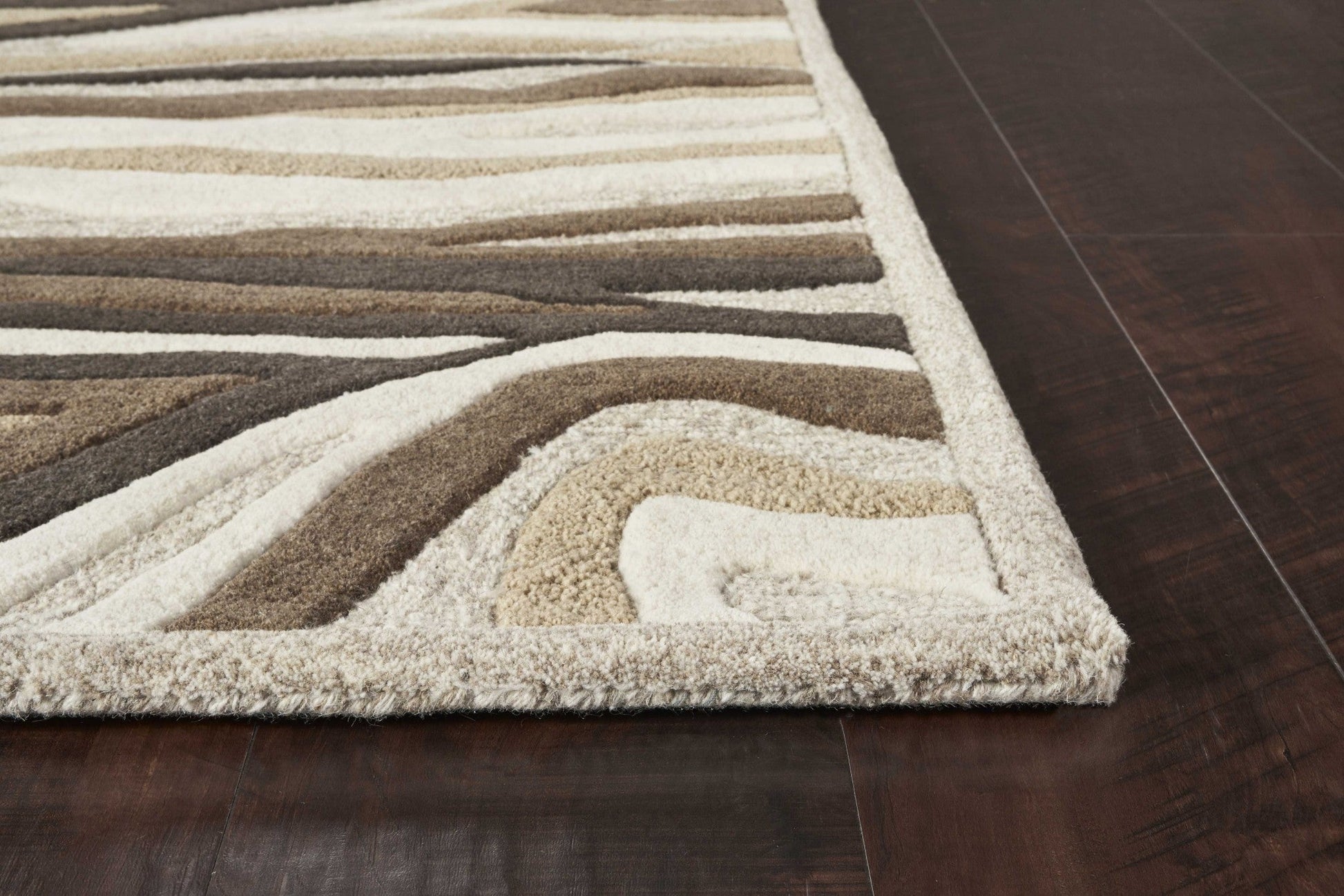 HomeRoots 2 x 4' Natural Beige Hand Tufted Abstract Waves Indoor Accent Rug