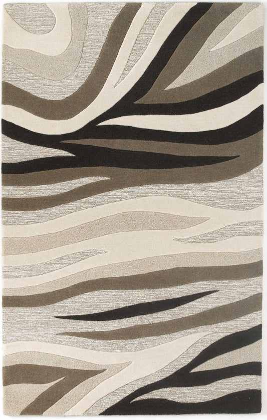 HomeRoots 2 x 4' Natural Beige Hand Tufted Abstract Waves Indoor Accent Rug