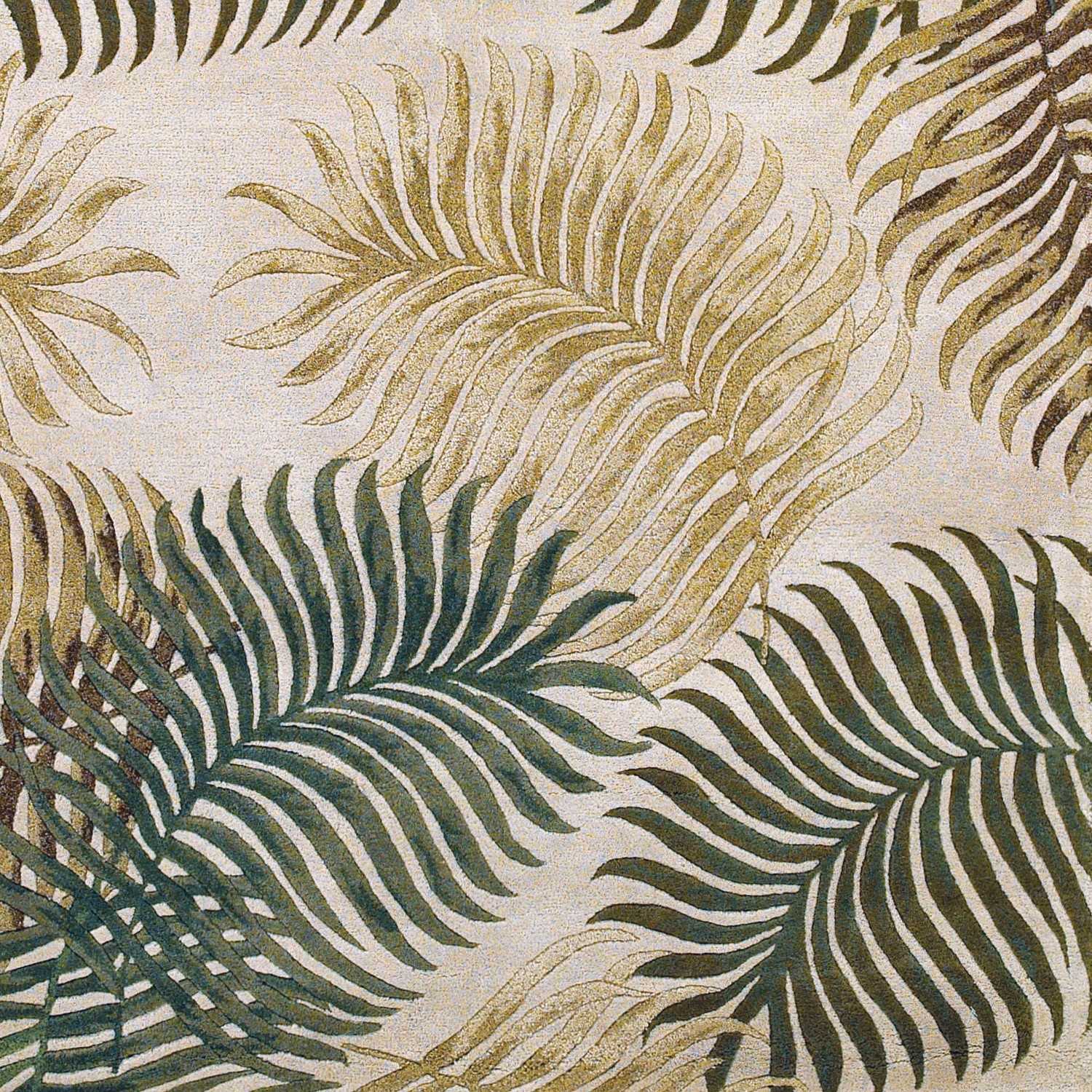 HomeRoots 2' x 4' Natural Fern Leaves Wool Area Rug
