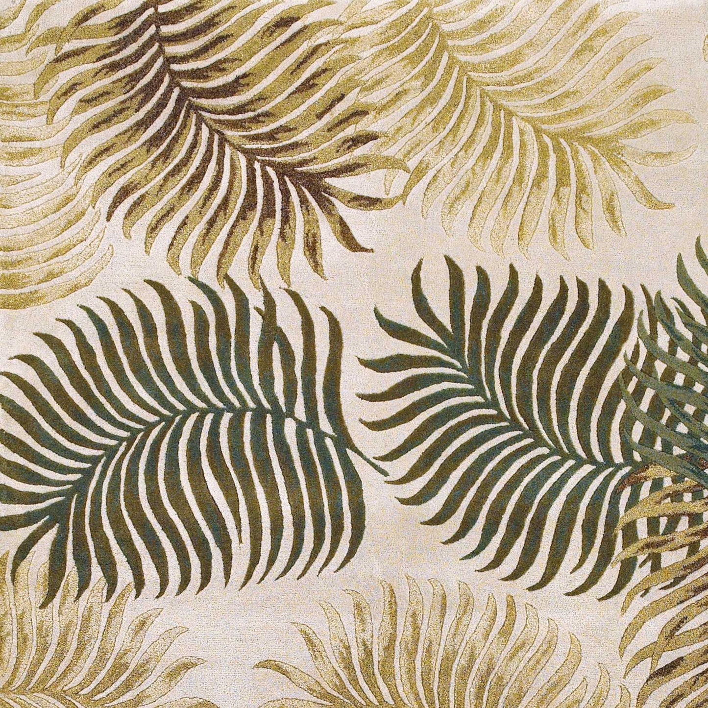 HomeRoots 2' x 4' Natural Fern Leaves Wool Area Rug