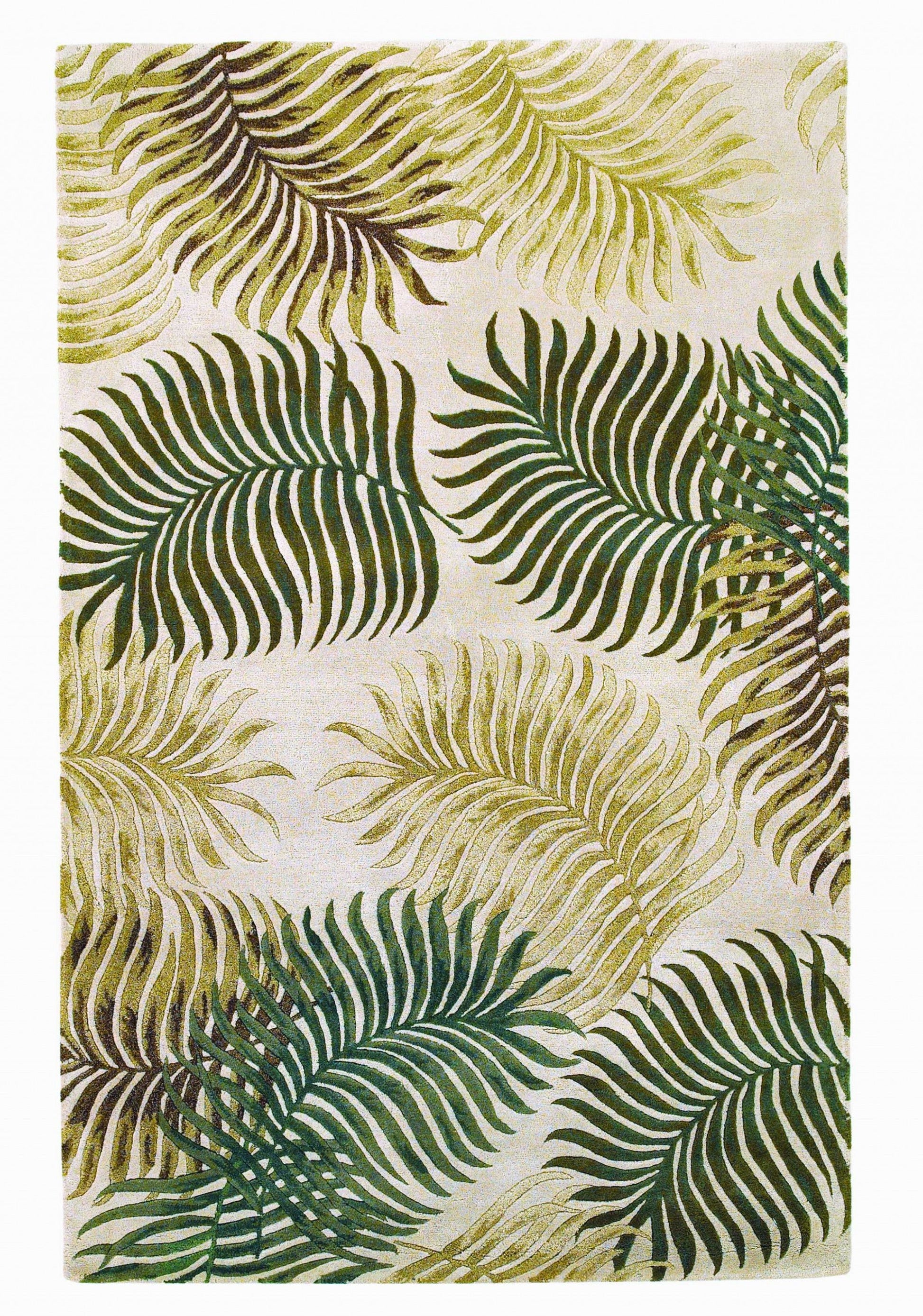 HomeRoots 2' x 4' Natural Fern Leaves Wool Area Rug