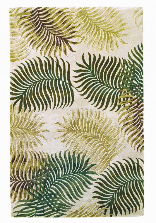HomeRoots 2' x 4' Natural Fern Leaves Wool Area Rug