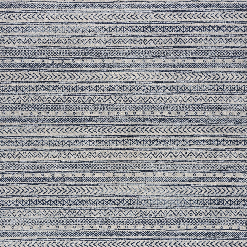 HomeRoots 2’ x 4’ Navy Blue Decorative Stripes Area Rug