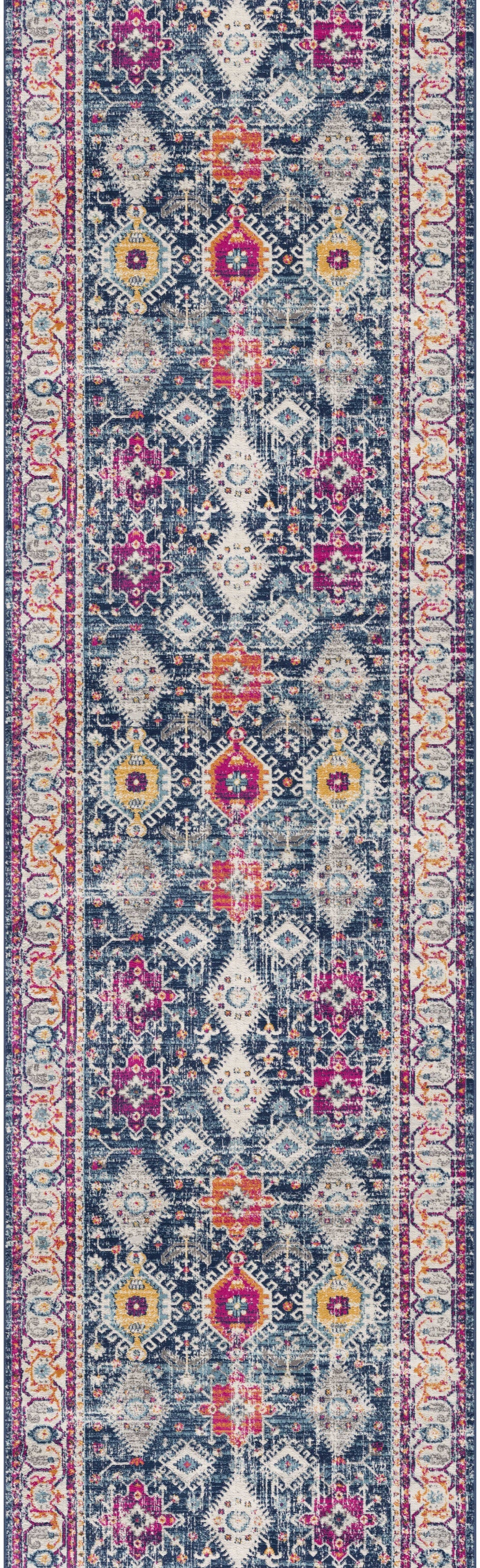HomeRoots 2’ x 4’ Navy Traditional Decorative Area Rug